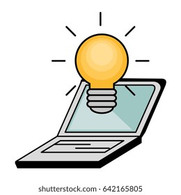 Light bulb and laptop icon