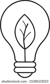 Bombilla con Arte vectorial de icono de hoja eco