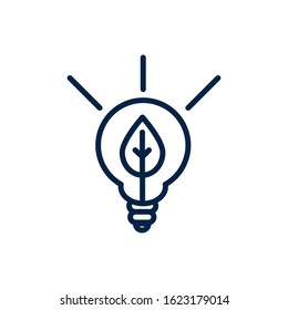 light bulb with leaf ecology environment icon linear vector illustration
