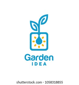 Light Bulb Leaf Garden Plant Innovation Square Logo design 