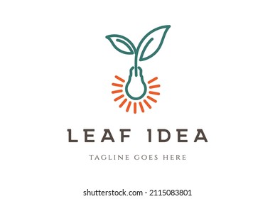 Light Bulb Leaf Garden Plant Innovation Logo design vector