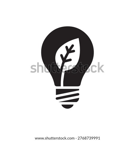 Light bulb with leaf icon representing green energy and sustainable eco friendly innovation