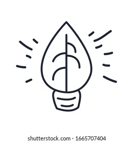 light bulb leaf line style icon design, Ecology eco save green natural organic environment protection and care theme Vector illustration