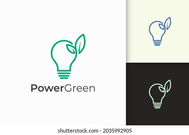 Light bulb and leaf logo in minimalist and modern for technology