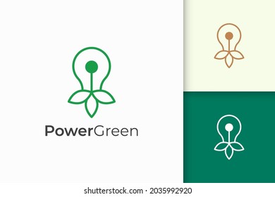 Glühbirnen- und Blattlogo in minimalistischer und moderner Technik