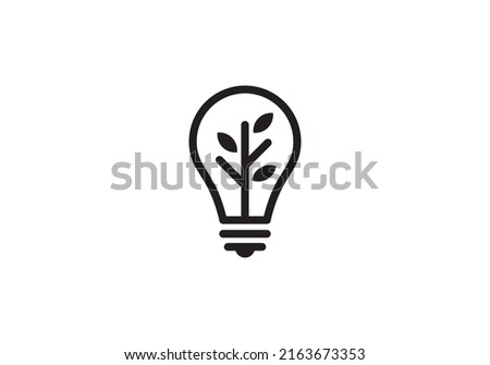 light bulb and leaf tree abstract logo. energy symbol icon vector illustration.