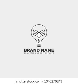 Light bulb learning line logo template vector illustration icon element isolated