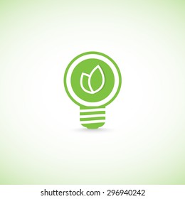 Light bulb and leaves. Energy saving light bulb and leaves.