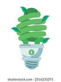 light bulb with leaves for save energy isolated