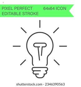 Light bulb and LED lamp, ecology icons .Editable Stroke. 64x64 Pixel Perfect.