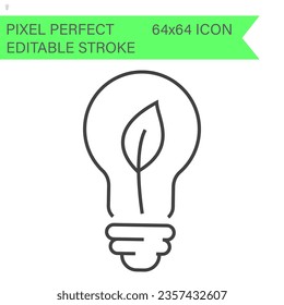 Light bulb and LED lamp, ecology icons .Editable Stroke. 64x64 Pixel Perfect.