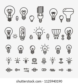 Light bulb and LED lamp. Vector illustration.