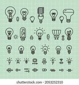Light bulb and LED lamp. Vector illustration.