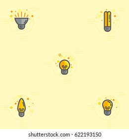 Light bulb and LED lamp. Vector color icons set. 
