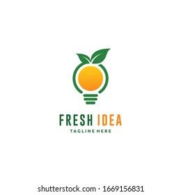 Light bulb lemon fresh creative idea logo design icon vector