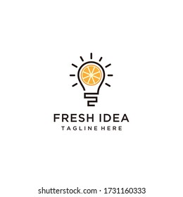 Light bulb lemon fresh creative idea logo design icon vector	