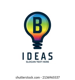 light bulb with letter B logo illustration design, colorful bulb icon illustration, light bulb icon