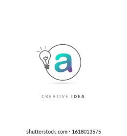 light bulb a letter logo design template, design vector light bulb symbol, idea logo.