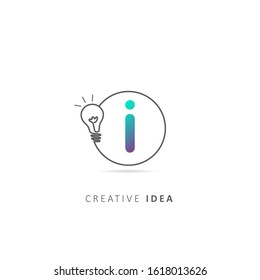 light bulb i letter logo design template, design vector light bulb symbol, idea logo.