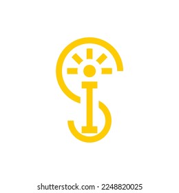 bombilla de luz con letra SI, diseño del logotipo de idea inteligente IS