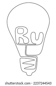 light bulb with the letters RU, abstract vector image