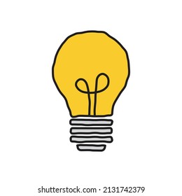 The light bulb lightbulb doodle icon, Ideas and creative thinking, analytical thinking for processing. Symbol illustration. inspiration, invention 