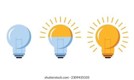 Light bulb lightbulb idea on and off isolated concept. Vector graphic design illustration