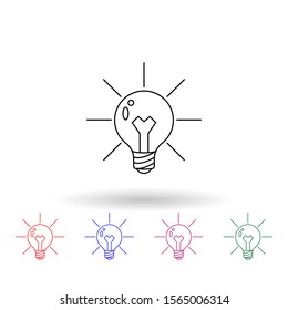 Light bulb and lighting multi color icon. Simple thin line, outline vector of idea icons for ui and ux, website or mobile application