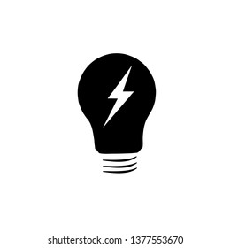 A light bulb with lightning. Abstract icon.