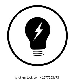A light bulb with lightning. Abstract icon.