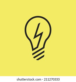 A Light Bulb With Lightning. Abstract Icon.