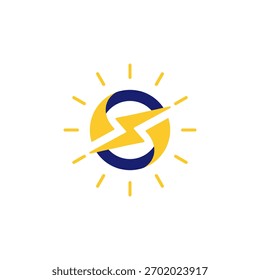 Light bulb and lightning bolt logo, electrical vector design