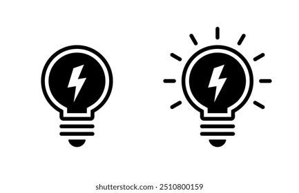 Light bulb with lightning icon. Lamp with flash concept