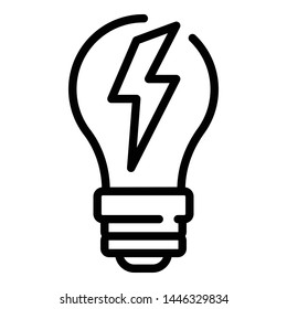 Light bulb with lightning icon. Outline light bulb with lightning vector icon for web design isolated on white background