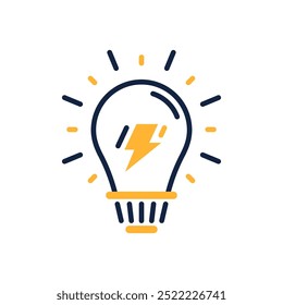 Light Bulb with Lightning Icon Symbolizing Speed and Electricity for Innovative Design and Ideas