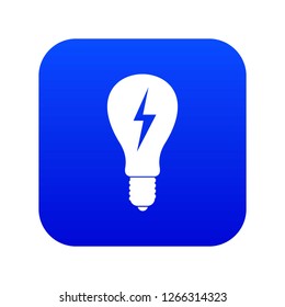 Light bulb with lightning inside icon digital blue for any design isolated on white vector illustration
