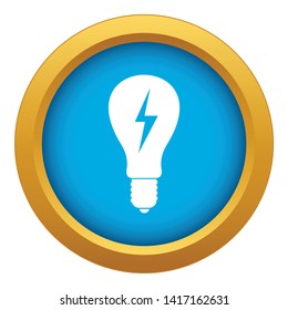Light bulb with lightning inside icon blue vector isolated on white background for any design