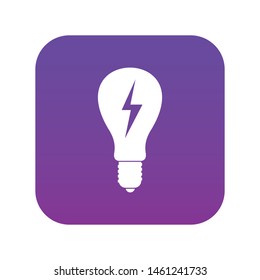 Light bulb with lightning inside icon digital purple for any design isolated on white vector illustration
