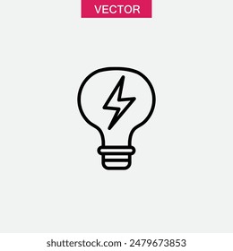 Bombilla con icono de contorno de relámpago. Ilustración simple de la energía de la lámpara sobre fondo blanco..eps