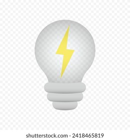 Glühbirne mit Blitzsymbol. Strom, Energie und Innovation, Vektorsymbol.