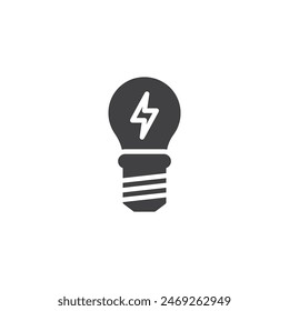 Light Bulb with lightning vector icon. filled flat sign for mobile concept and web design. Light lamp glyph icon. Symbol, logo illustration. Vector graphics