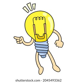 la bombilla se ilumina brillantemente con un signo de una idea brillante, ilustración vectorial art. doodle icono imagen kawaii.