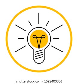 Light bulb like idea icon. Shining lamp design vector