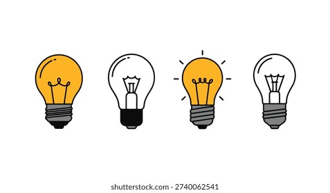 Light Bulb Line art filed color clean design soft dynamic tone illustration
