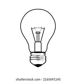 light bulb line art icon with white background isolated