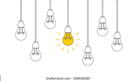 light bulb line burn in flat style, vector