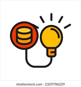 Light bulb line business idea icon vector, isolated on white background. Idea sign, solution, thinking concept. Lighting Electric light. Electric, shining. Trendy Flat Style for graphic design, websit