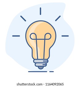 Light bulb line color vector icon.