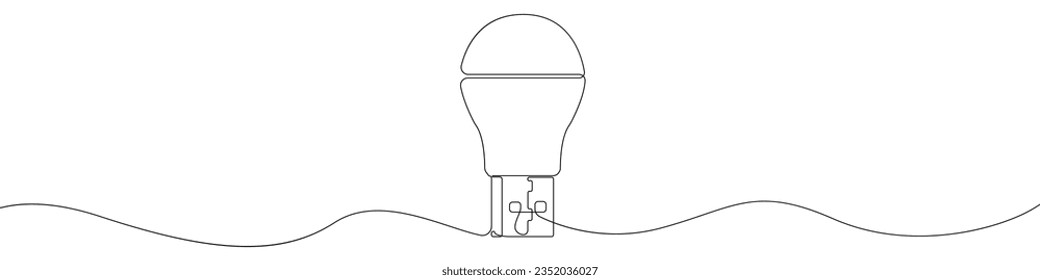 Light bulb line continuous drawing vector. One line The Wireless USB light bulb vector background. Led light bulb icon. Continuous outline of a Housekeeper light bulb.