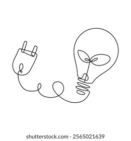 light bulb line drawing. continuous line art bulb